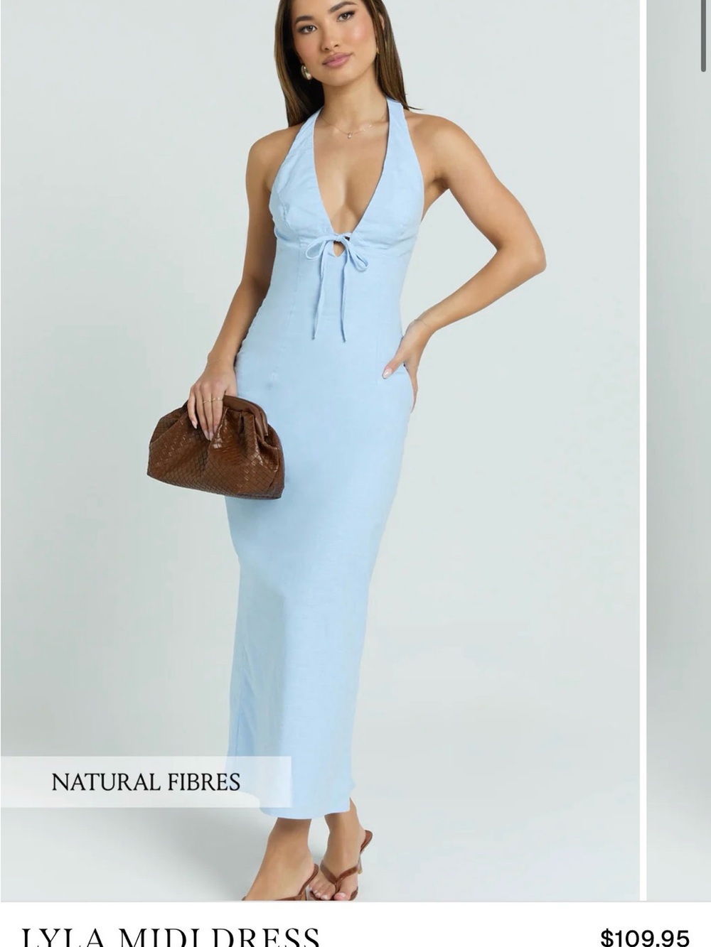 Showpo Lyla Halter Midi Dress in Light Blue